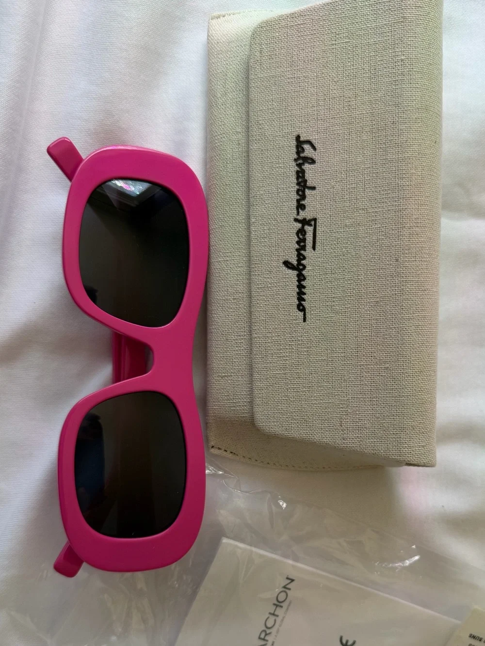 Salvatore Ferragamo Hot Pink Oversized Rectangular Sunglasses